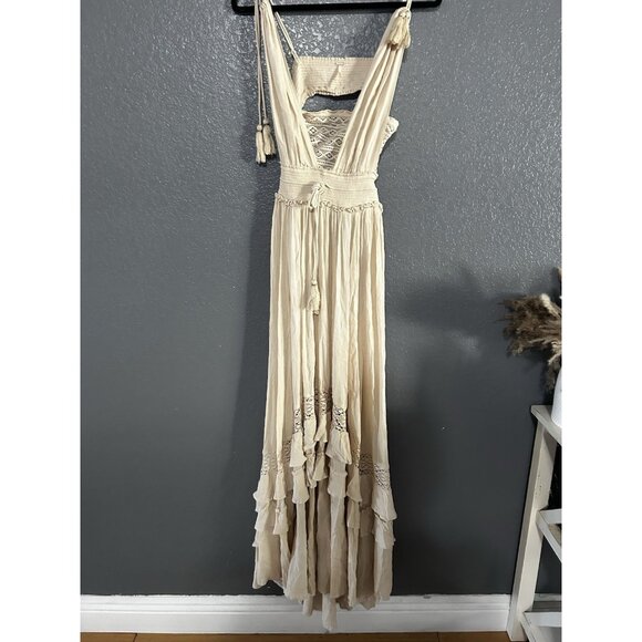 Free People Dresses & Skirts - Free People Santa Maria Maxi Women’s Dress beige khaki boho hippie Size Large
